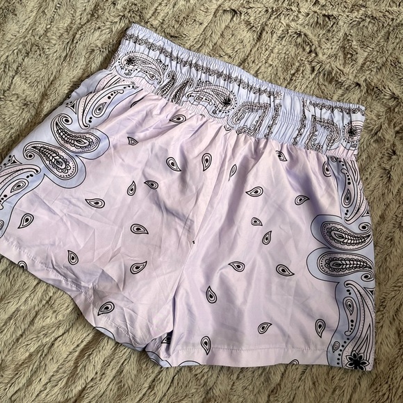 Purple and Black Athletic Shorts with Elastic Waistband - Picture 3 of 5